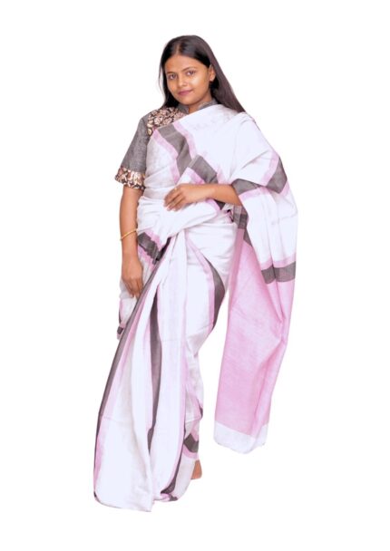 Zari Handweave Tissue Saree with Blouse Piece (Pink)